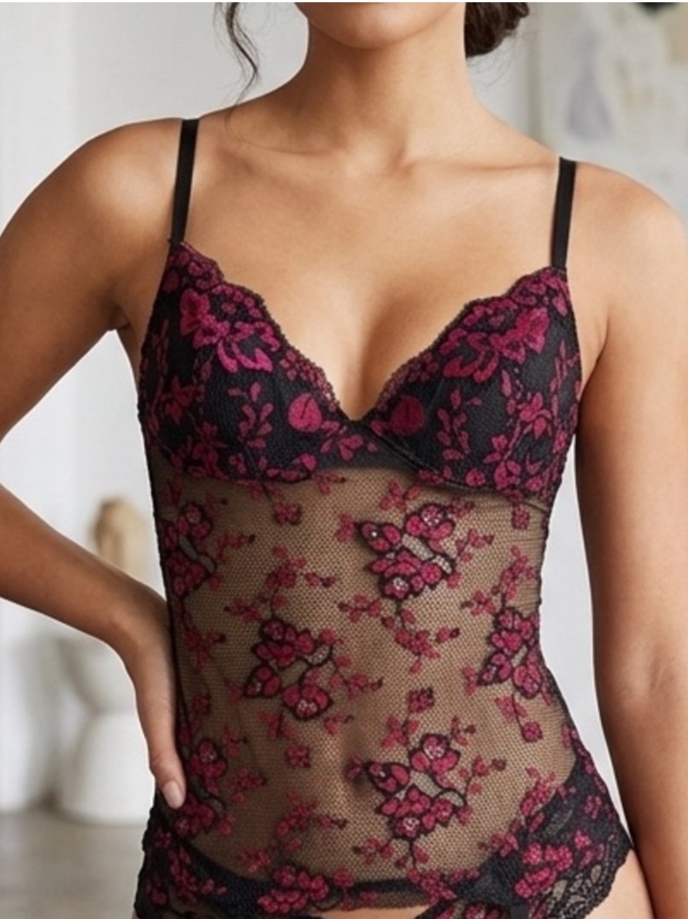 New La Perla Black and Red Lace corset #047